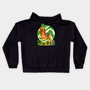 Bloodhound Dog St Patricks Day Leprechaun Kids Hoodie